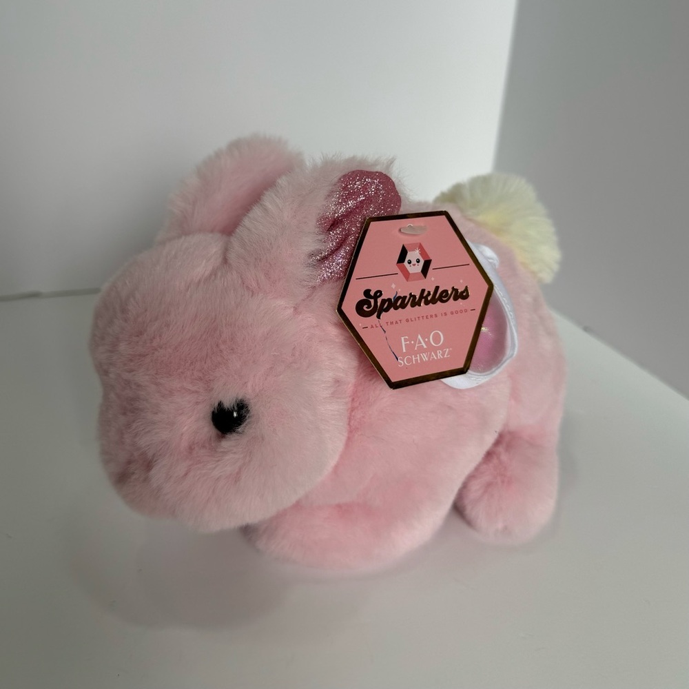 FAO Schwarz Pink Sparklers Bunny Rabbit Fairy Wings Glitter Ears